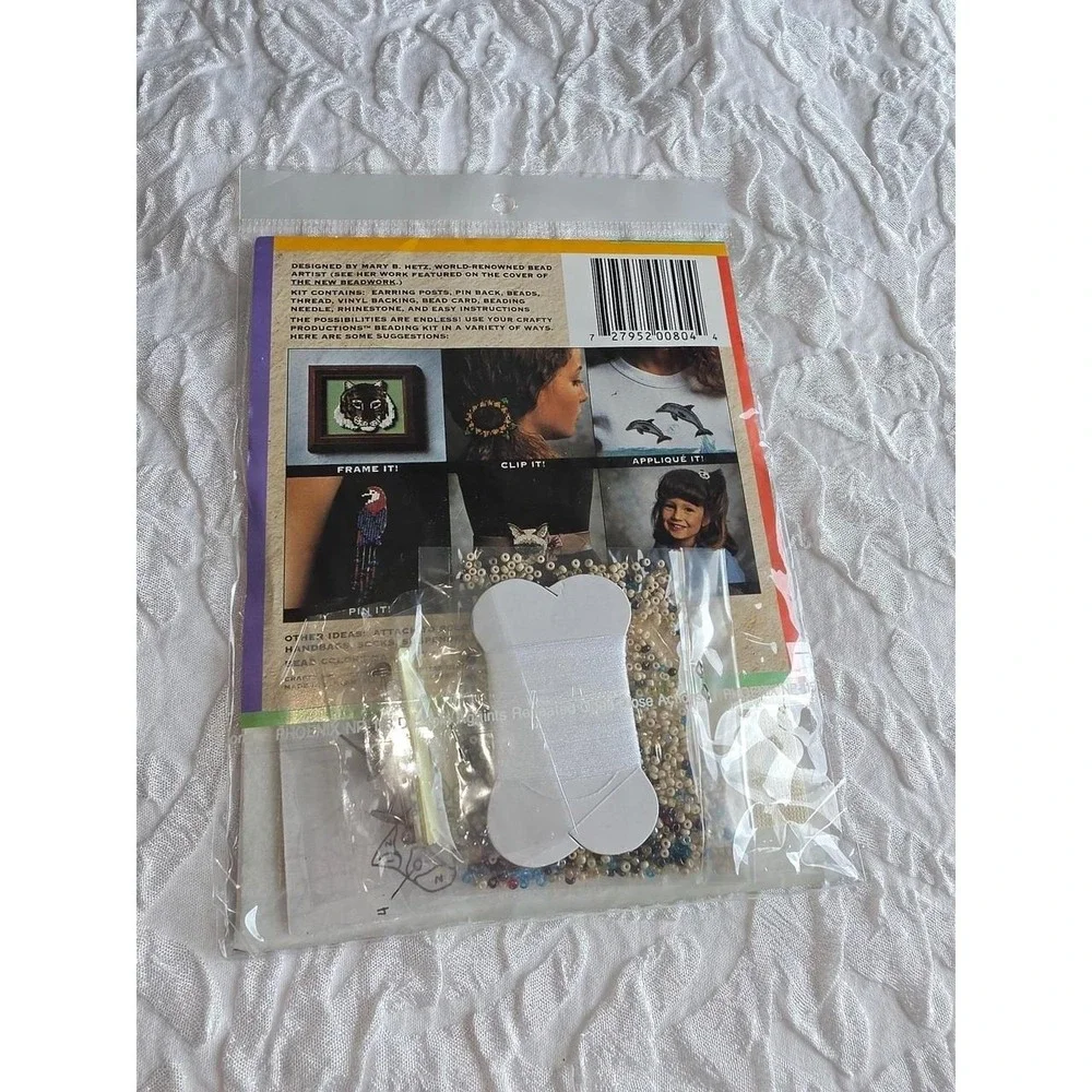 vintage Crafty Long-Stitch Beading Kit designed to create Siamese cat jewelry
